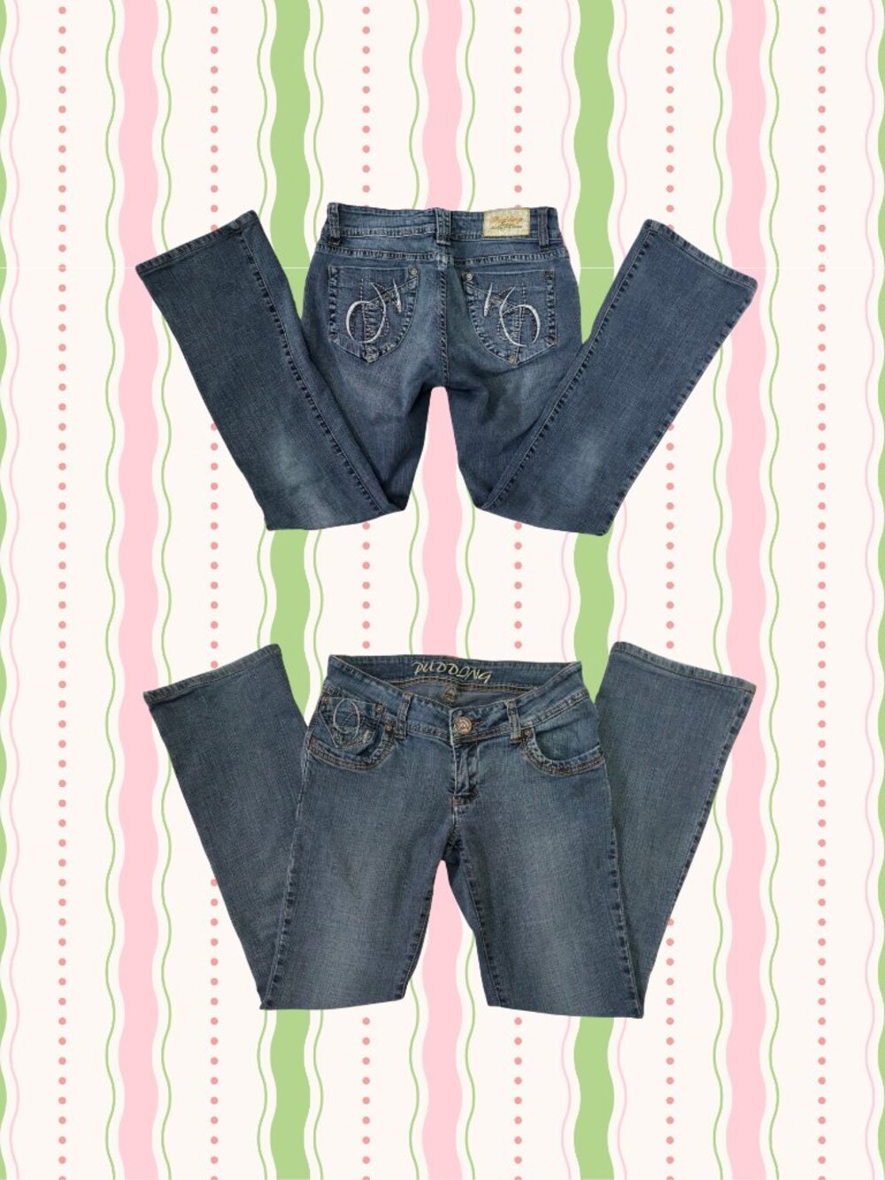 Pudding Y2K Low Waist Bootcut Jeans, Size US 28-29, Vintage Aesthetic 2000s